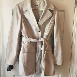 Calvin Klein size 8 ivory wool pea coat